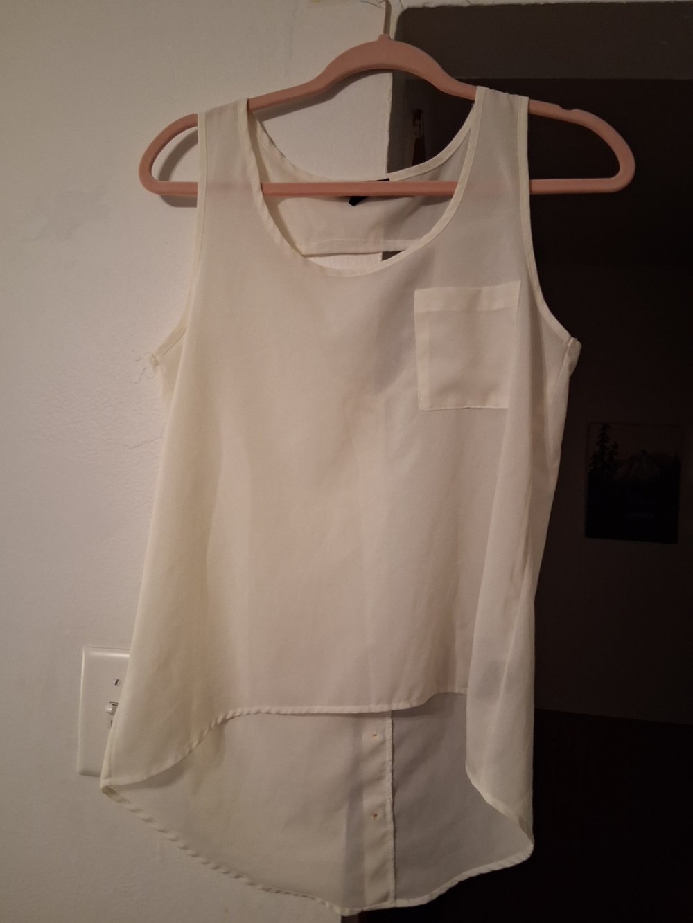 mine Cream Sleeveless Pocket High-Low Tank